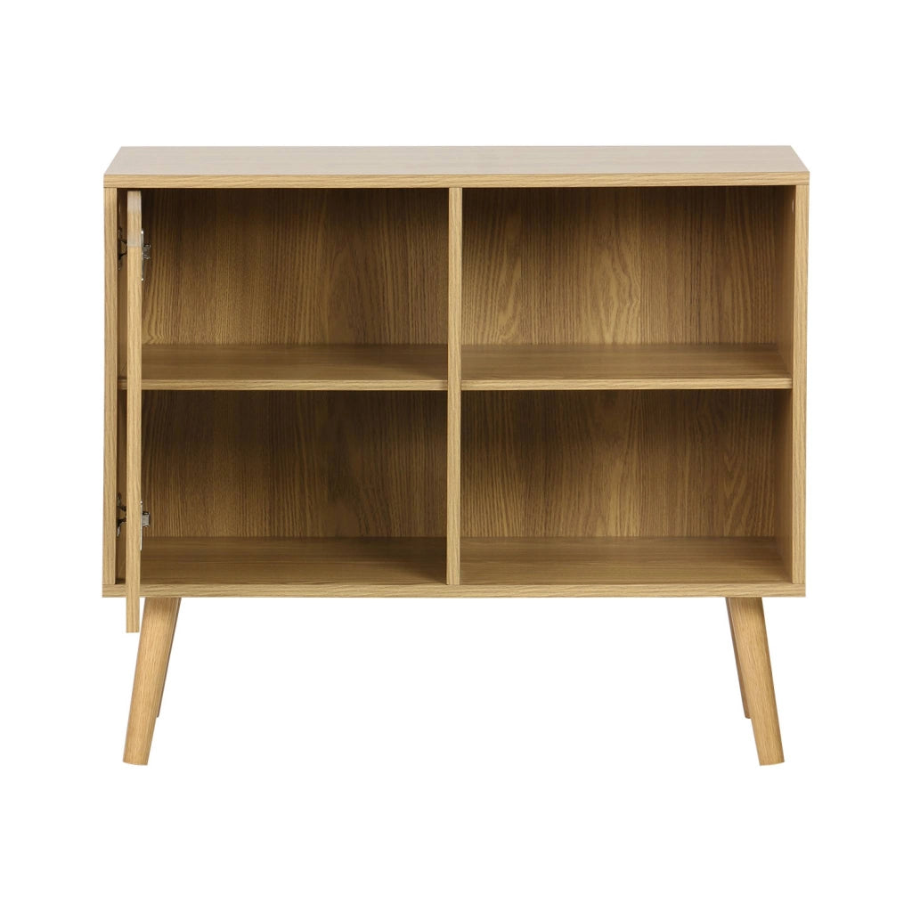 Credenza effetto noce 1 anta, 2 ripiani, 80cm, effetto frassino