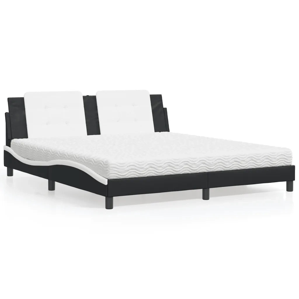 Letto con Materasso Zadar Nero e Bianco 180x200 cm in Similpelle 3208885