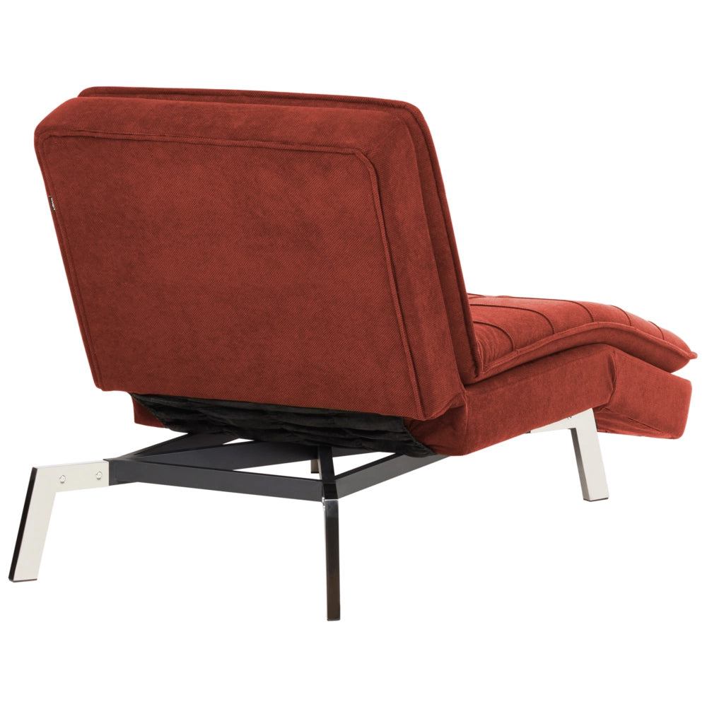 Chaise longue Tessuto Rosso capitonnè Schienale e Gambe Regolabili Modern Glam