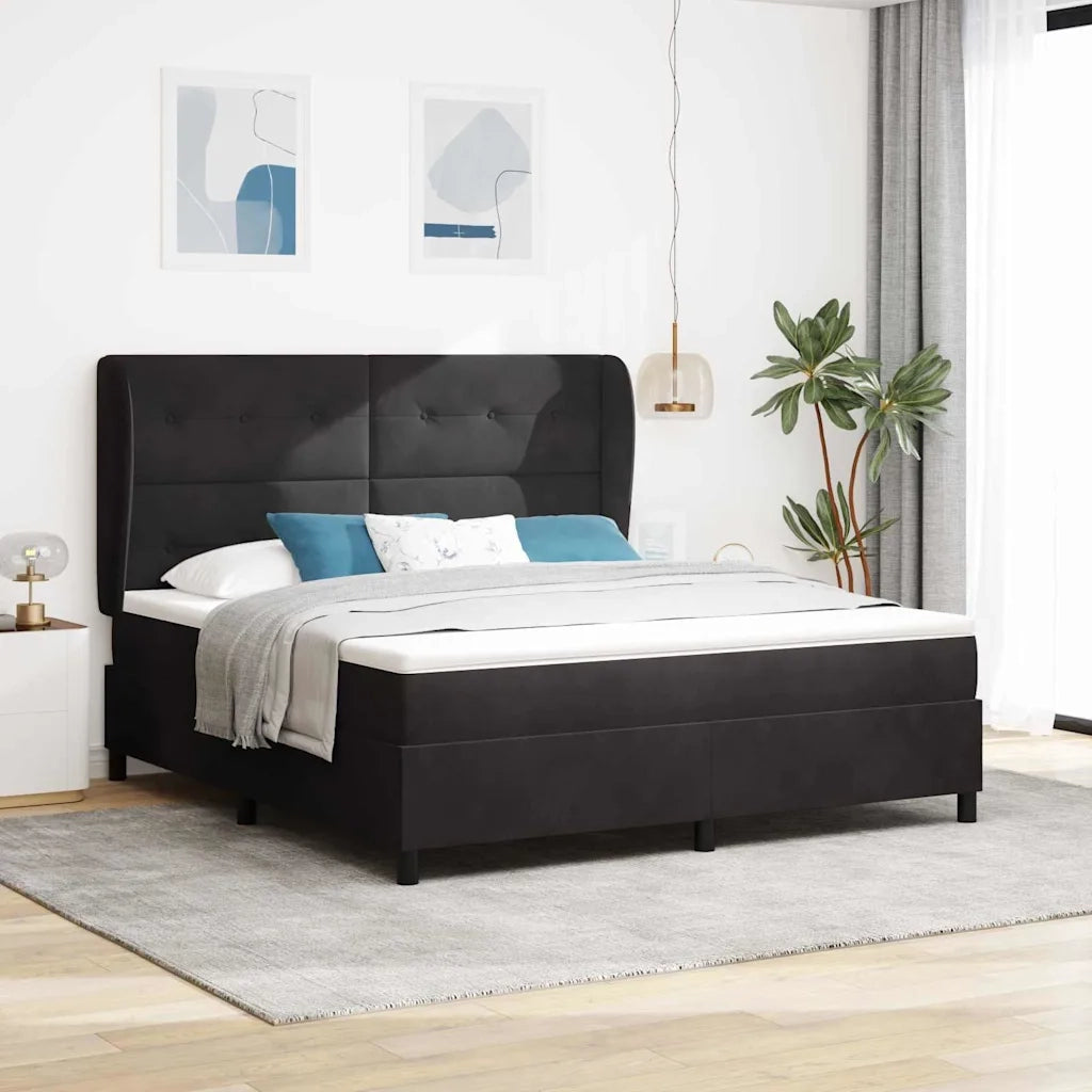 Letto a molle con materasso Nero 200 x 180 cm Velluto 3340942