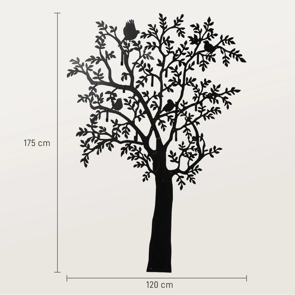 Appendiabiti a Parete ¨C zephmum ¨C Design Albero con Uccelli, Nero