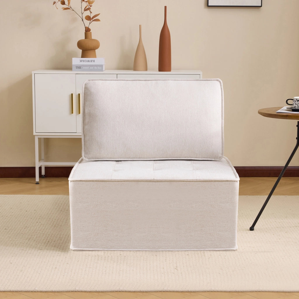 Divano relax modulare compatto in lino beige