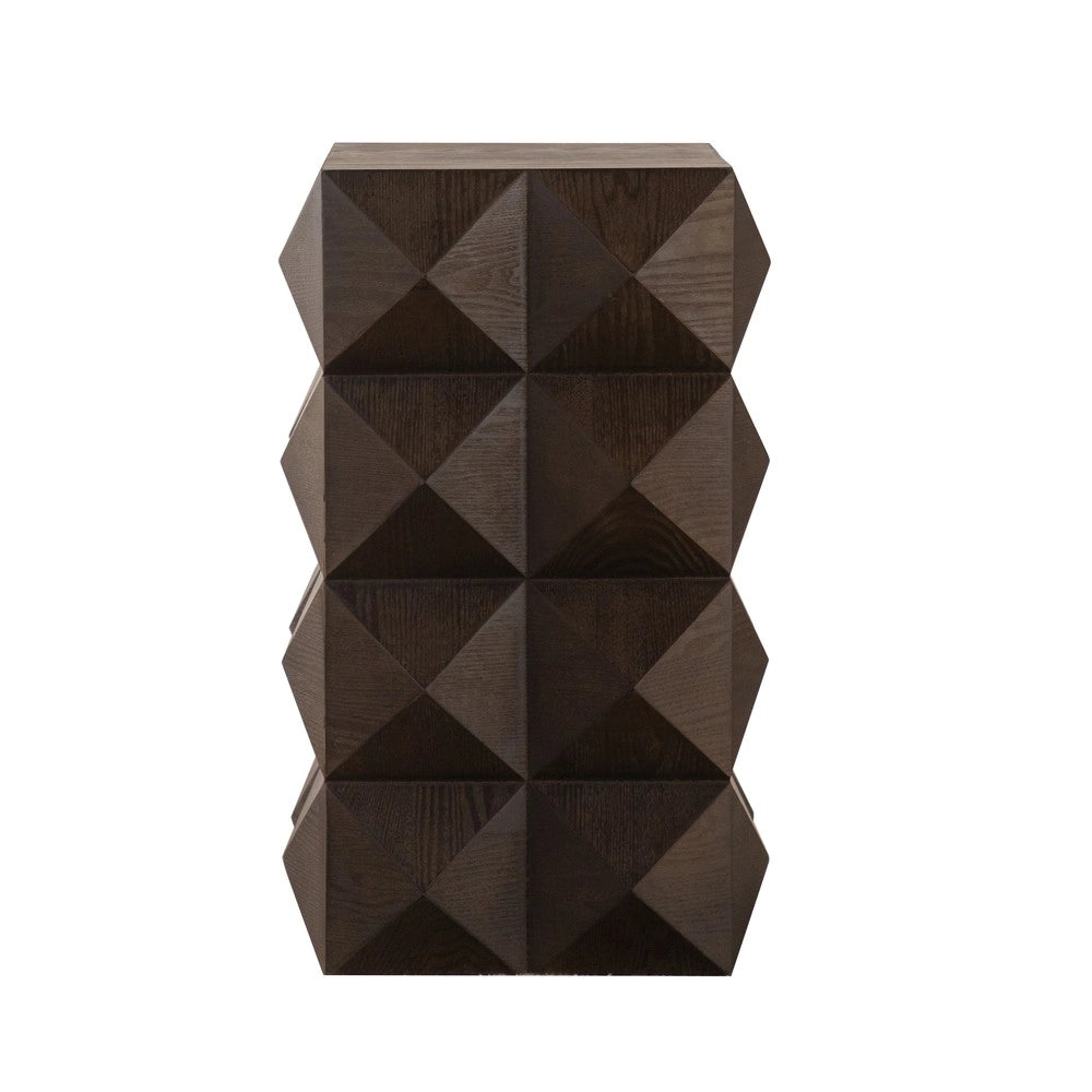 Comodino Vintage in Legno con Pattern in Rilievo ¨C MINIMAL ¨C Marrone, 60 cm