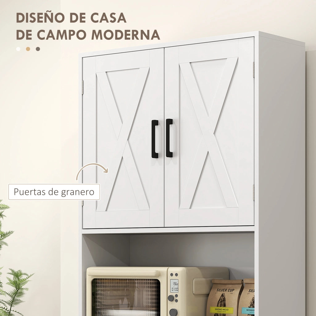 Armadio Cucina con Ante, Cassetti e Ripiani Regolabili ¨C zephmum ¨C Bianco 70x40x180 cm
