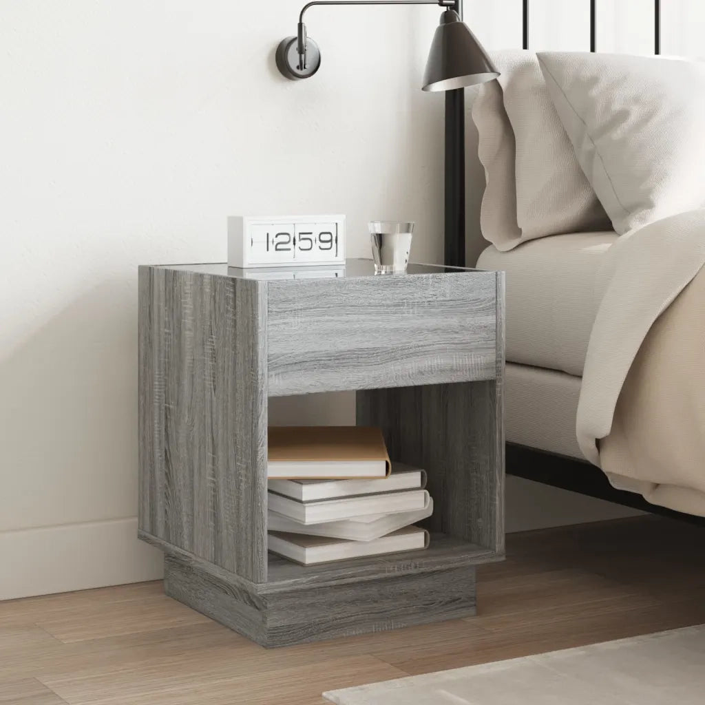 Comodino con LED Infinity Rovere Sonoma 40x40x50 cm 3284082