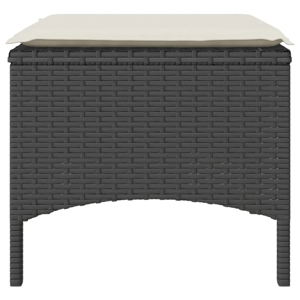 Divano Giardino 2 Posti con Tavolo e Sgabelli-Sofa da Giardino-Divanetto da esterno Nero Polyrattan 331984