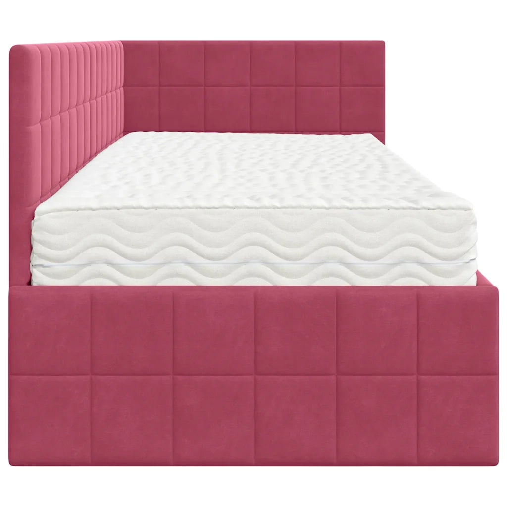 Struttura Letto Angolare con Materasso 2 pz-Giroletto con materasso Verde Velluto 622447