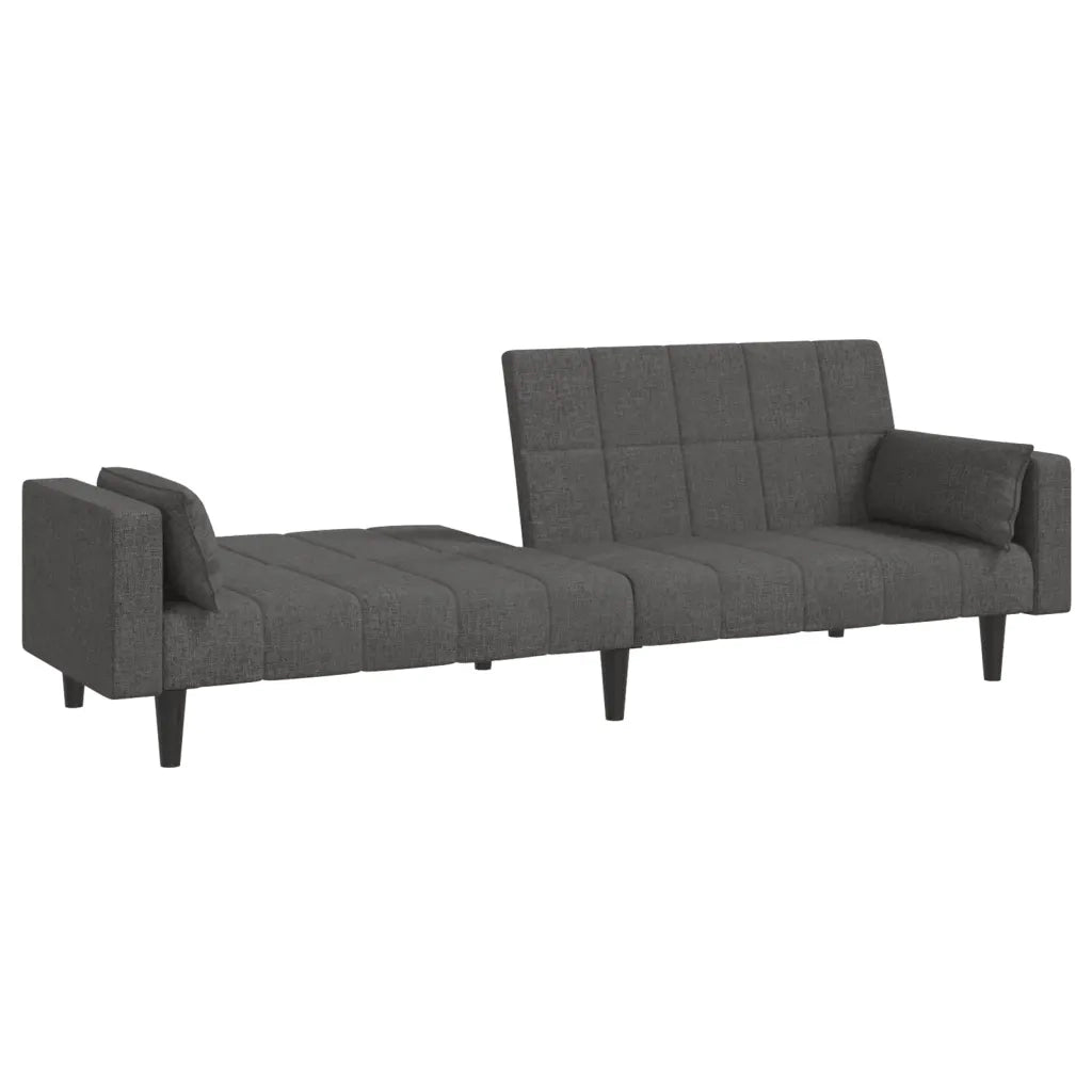 Divano Letto a 2 Posti con 2 Cuscini Grigio Scuro in Tessuto 375834