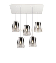 SOSPENSIONE BIANCO RETTANGOLARE 5 LUCI CROMO 1164BI-S5 R-CR