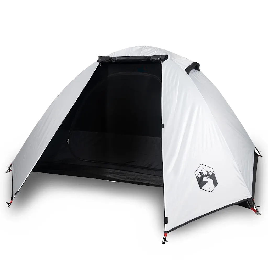 Tenda Campeggio a Cupola 2 Persone Bianca Tessuto Oscurante 94326
