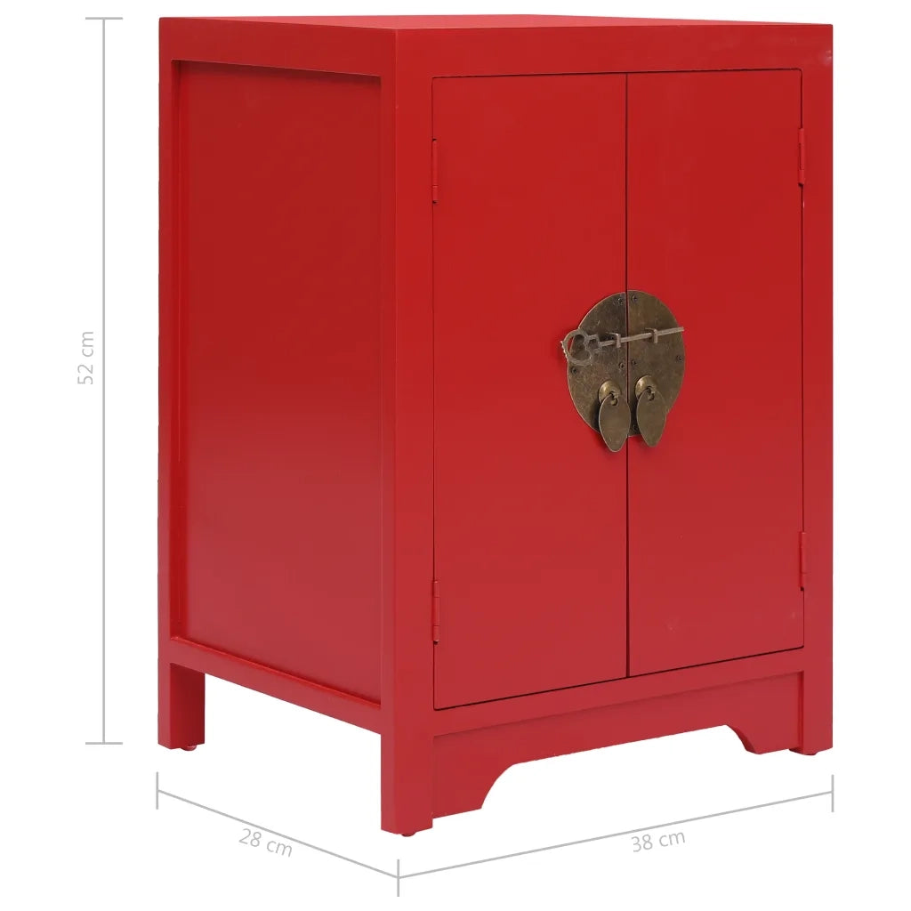 Comodino-Tavolino da notte Rosso 38x28x52 cm in Legno di Paulownia