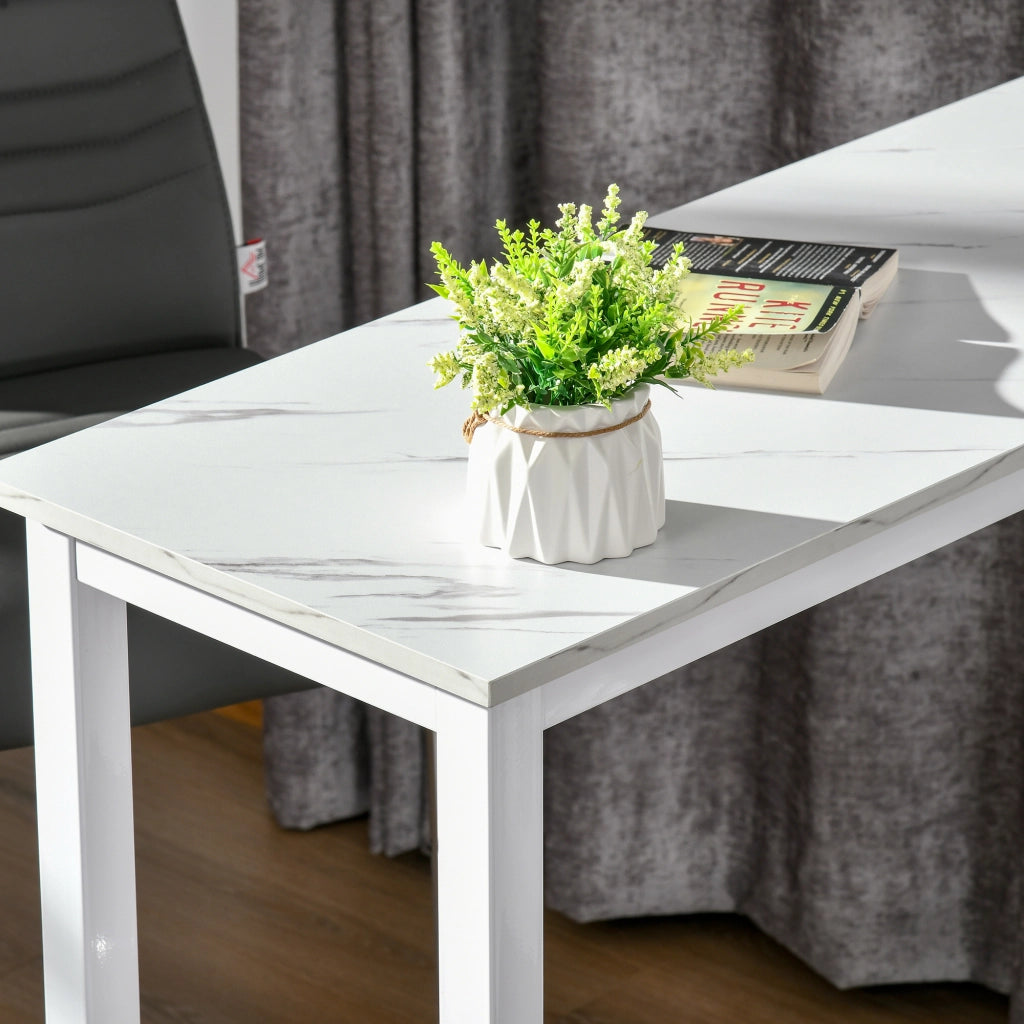 Tavolo da bar ¨C Minimal ¨C Bianco, effetto marmo, acciaio, 120x40x100 cm