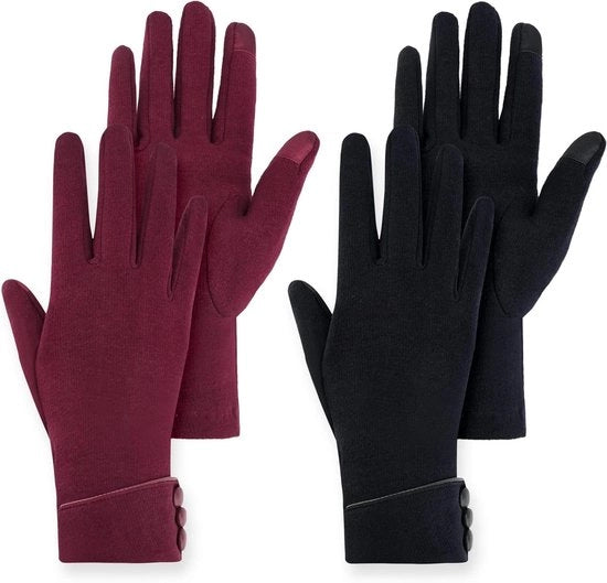 Guanti touchscreen invernali per donne | Impermeabili e termoisolanti | Foderati con fleece caldo | Fino al polso | Smartphone, bicicletta, guida