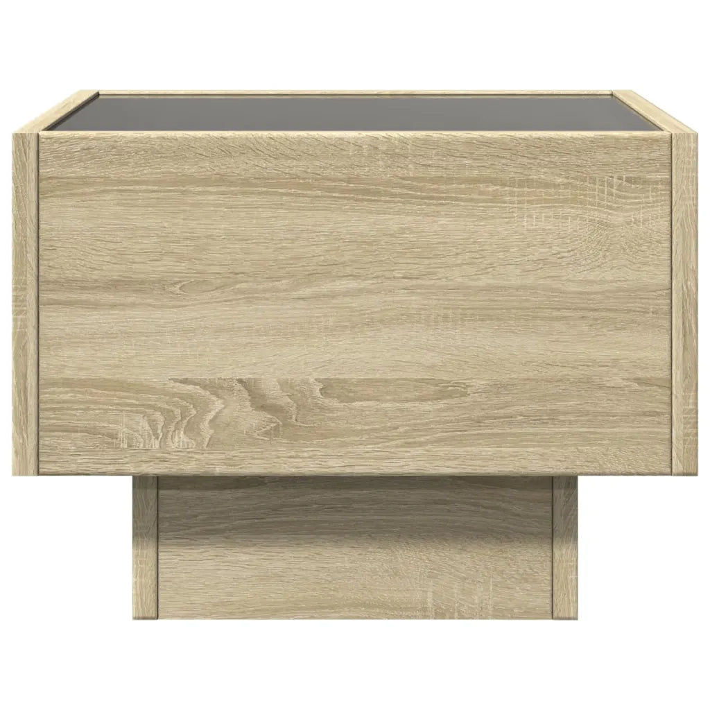 Comodino | Armadio da Notte | Mobiletto da notte con LED Infinity Rovere Sonoma 40x40x30 cm