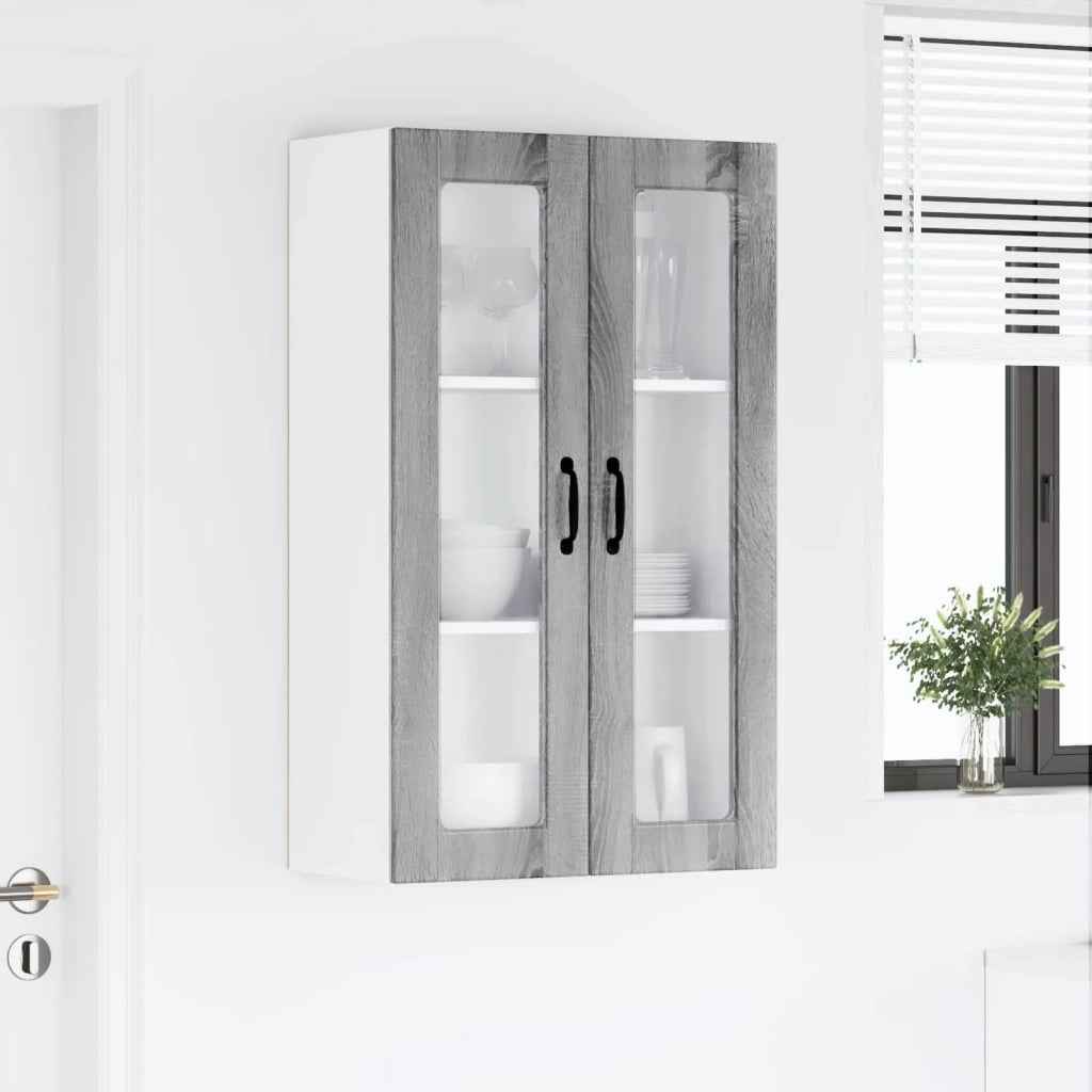 Pensile da cucina | Mobile in vetro da parete PORTO Grigio Sonoma 60 x 31 x 100 cm