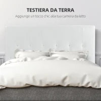Testiera Letto Matrimoniale Imbottita con Design a Bottoni, in Pelle PU e MDF, 160x7x120 cm, Bianco