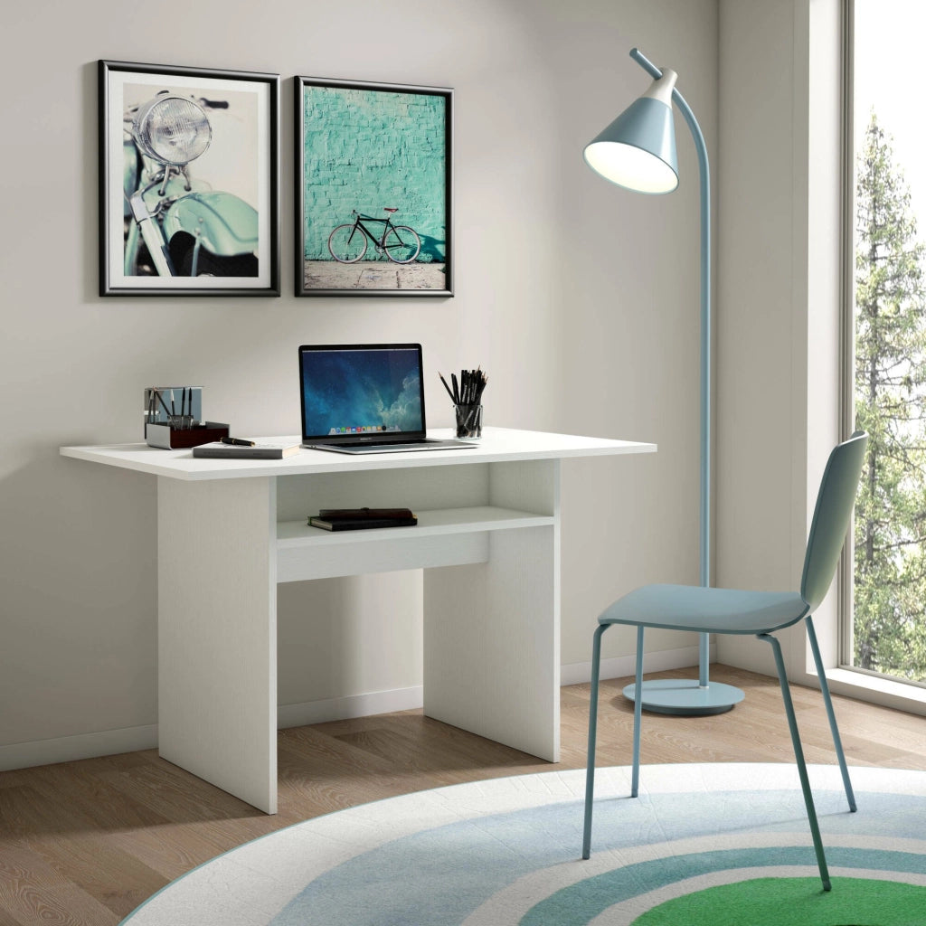 Tavolo allungabile Agrippino, Tavolo da pranzo con apertura a libro, Consolle multiuso allungabile, Made in Italy, Cm 120x70h75, Bianco