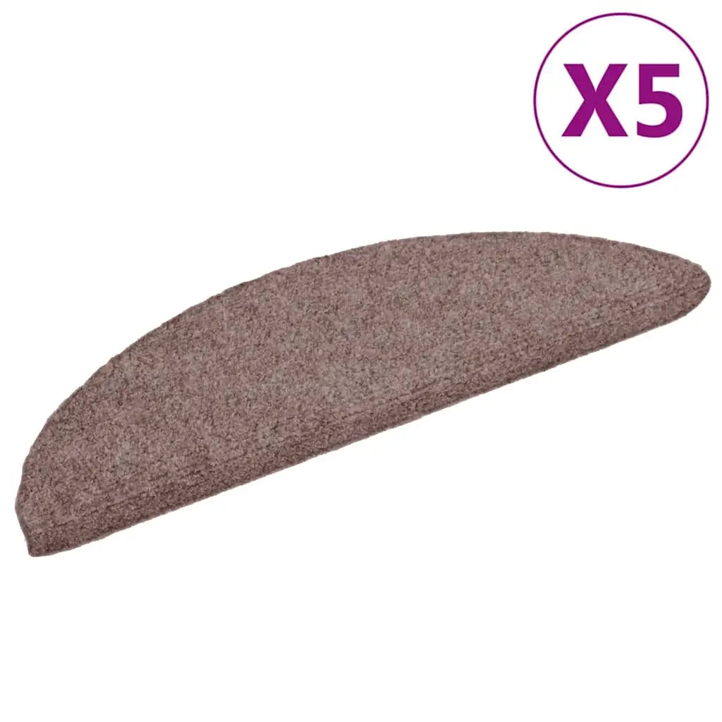 Tappetini per scale autoadesivi 5 pz 56x17x3 cm Marrone Chiaro Semicircolari 149674