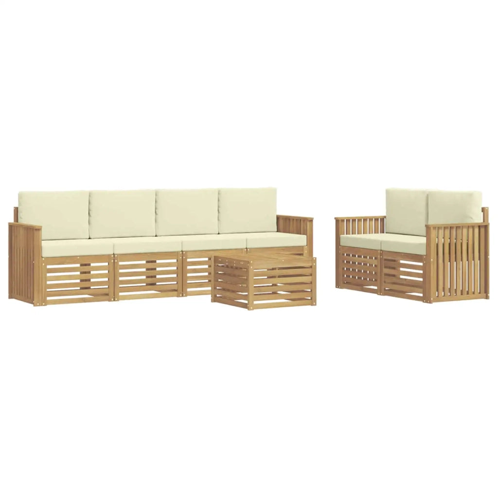 Set di divani da esterno 7 pcs Bianco e Crema Poliestere 3391430