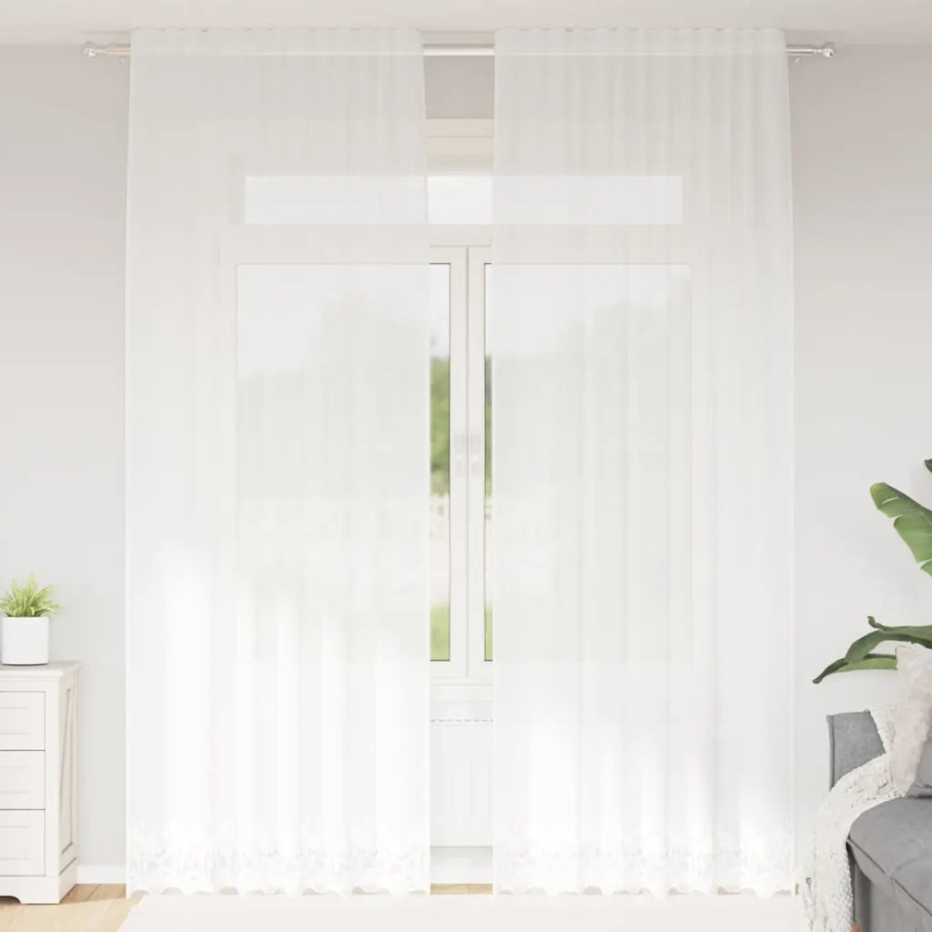 vidaXL Tende con tende Bianco 150 x 300 cm Poliestere