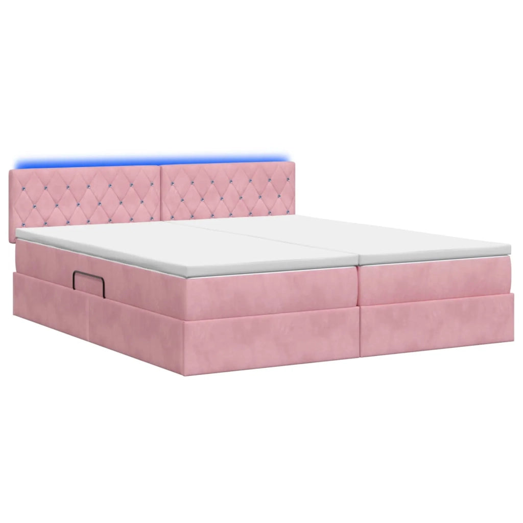 Letto con contenitore LED e materasso Rosa 180 x 200 cm Velluto 3459377