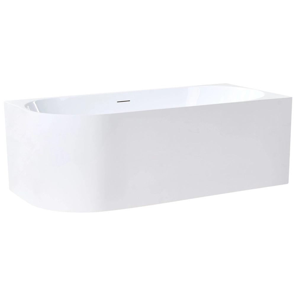 Vasca da bagno angolare sinistra in acrilico bianco lucido 170 x 80 cm Controllo del troppopieno Bagno in stile moderno