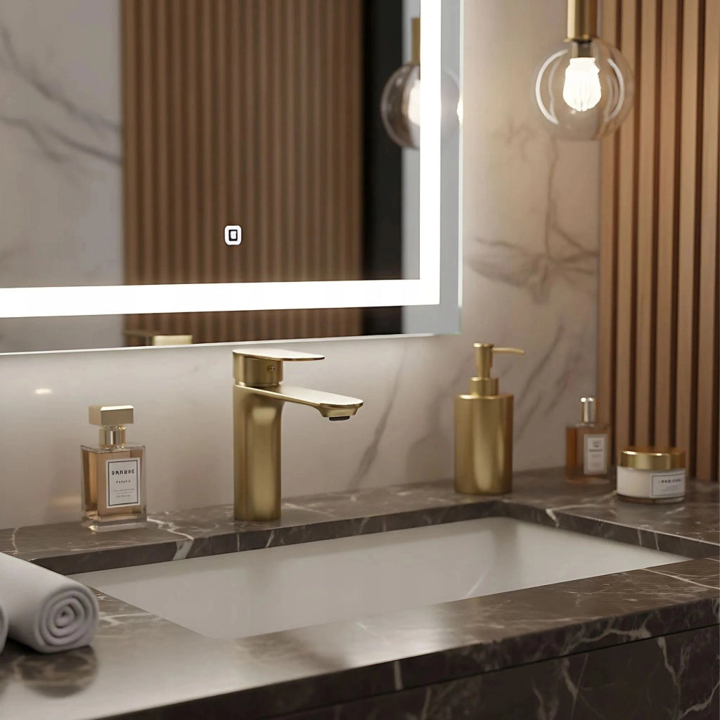 Rubinetto Da Lavabo Rea Drop Brush Gold Low