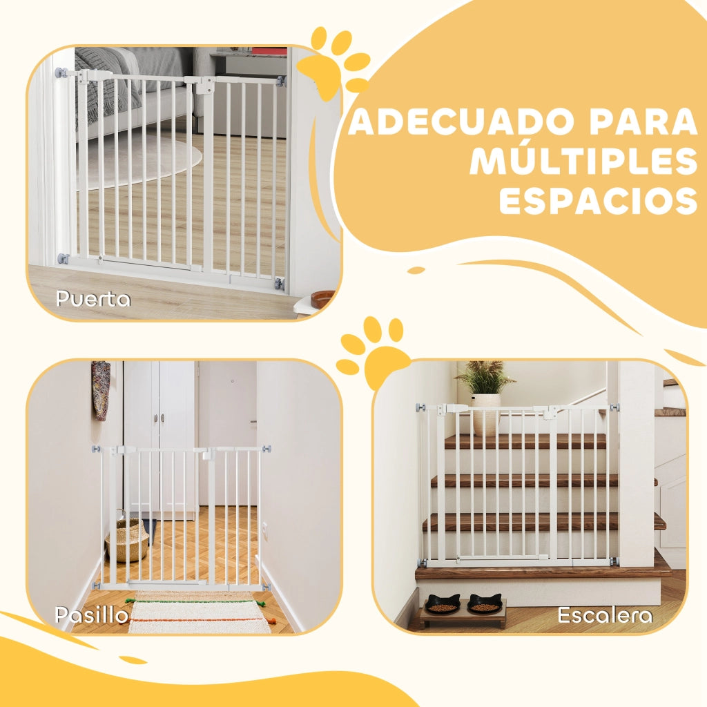 Porta per Cani Regolabile con Chiusura Automatica ¨C zephmum ¨C Bianco 74-97.5x76.2 cm