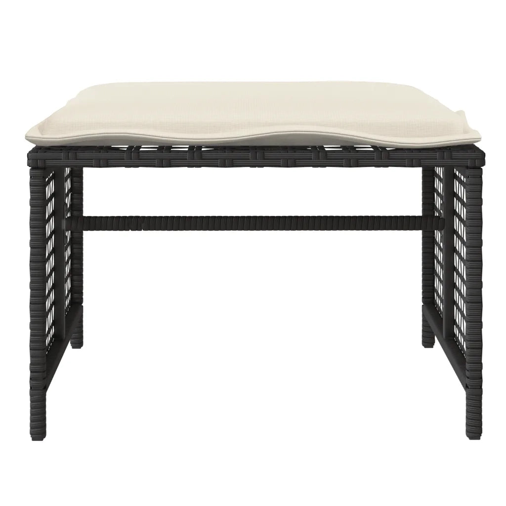 Salotto da Giardino-Set Divani da Giardino 4 pz con Cuscini Nero Polyrattan Vetro