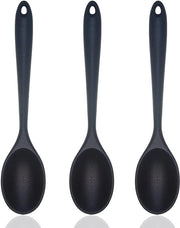 Lepeli in silicone, 3 pezzi cucchiaio in silicone cucchiaio di servizio resistente al calore cucchiaio antiaderente in silicone per campeggio cibo cucina mescolare dimensioni: 20,3 cm ciascuno, nero
