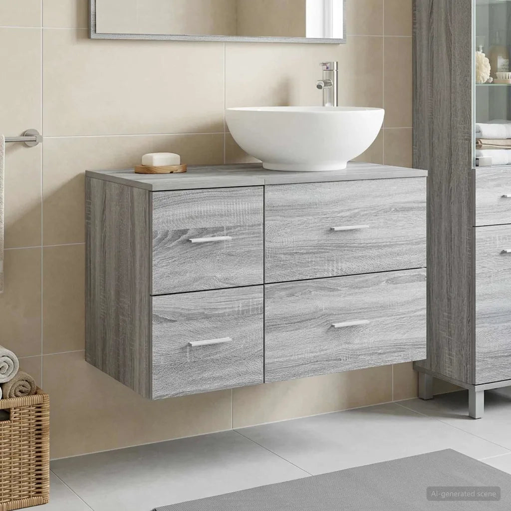 Set di mobili per il bagno 2 pz Sonoma grigio 3403997