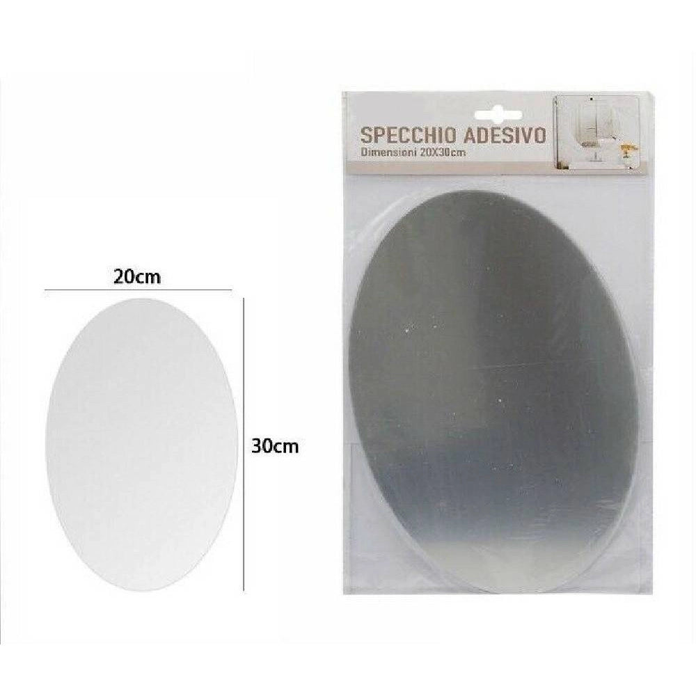 Trade Shop - Specchio Adesivo Forma Ovale Adesiva Murale Arredamento Casa 20 X 30 Cm -