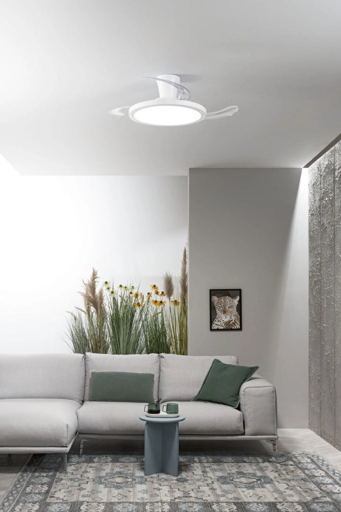 PLAFONIERA LED VENTILATORE CONDOR RETRATTILE BIANCO 46W 4050LM CCT DIMMER CON RGB DIGITALE CON TELECOMANDO RF INCLUSO 24X49CM