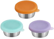 Mini Contenitore per Snack per Bambini Contenitore per Salsa per Insalata per la Strada Contenitore per Salsa, 50ml Contenitore per Insalata in Acciaio Inossidabile, Impraticcabile, Bento Box Contenitore per Salsa per la Scuola e per i Viaggi 3 Pezzi