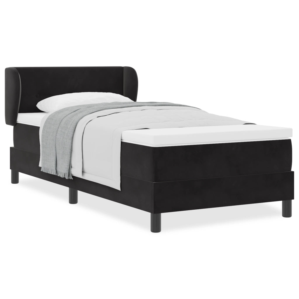 Letto Box Spring  con Materasso Nero 90x190 cm in Velluto