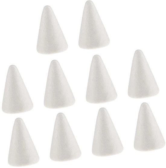 Albero di Natale Base 10 Pezzi - Forma a Cono - Materiale DIY - Giocattolo Educativo - Attività Creative - Bianco 7 cm - Figura di Schiuma