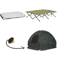 Set da Campeggio Tenda Letto 2 Persone Materasso Gonfiabile con Borsa per il Trasporto Polietilene Verde
