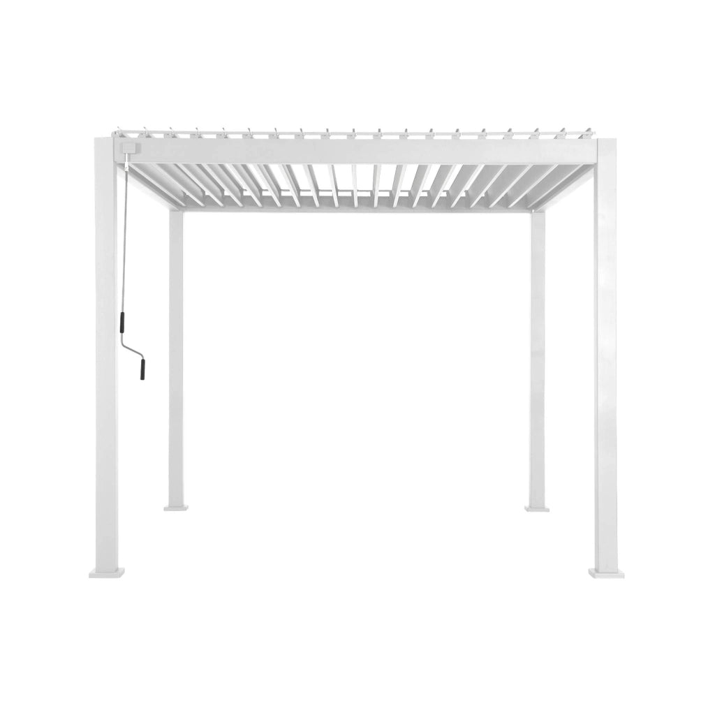 Pergola bioclimatica 3x3m in alluminio con lamelle orientabili, bianco