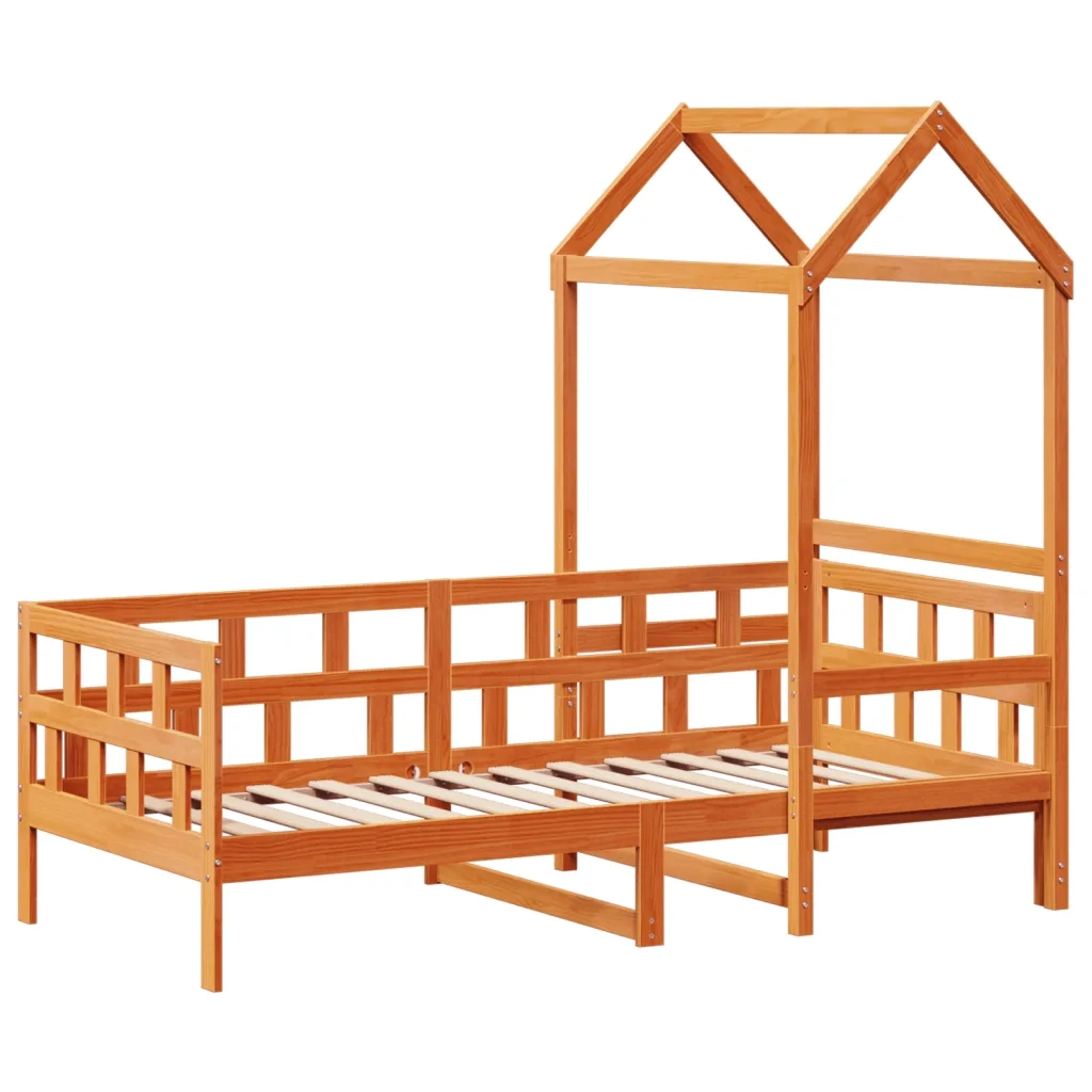vidaXL Dormeuse con Tetto Marrone Cera 90x200 cm Legno Massello Pino