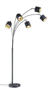 Lampada da terra ad arco Tommy nera oro 5 luci 200cm RL