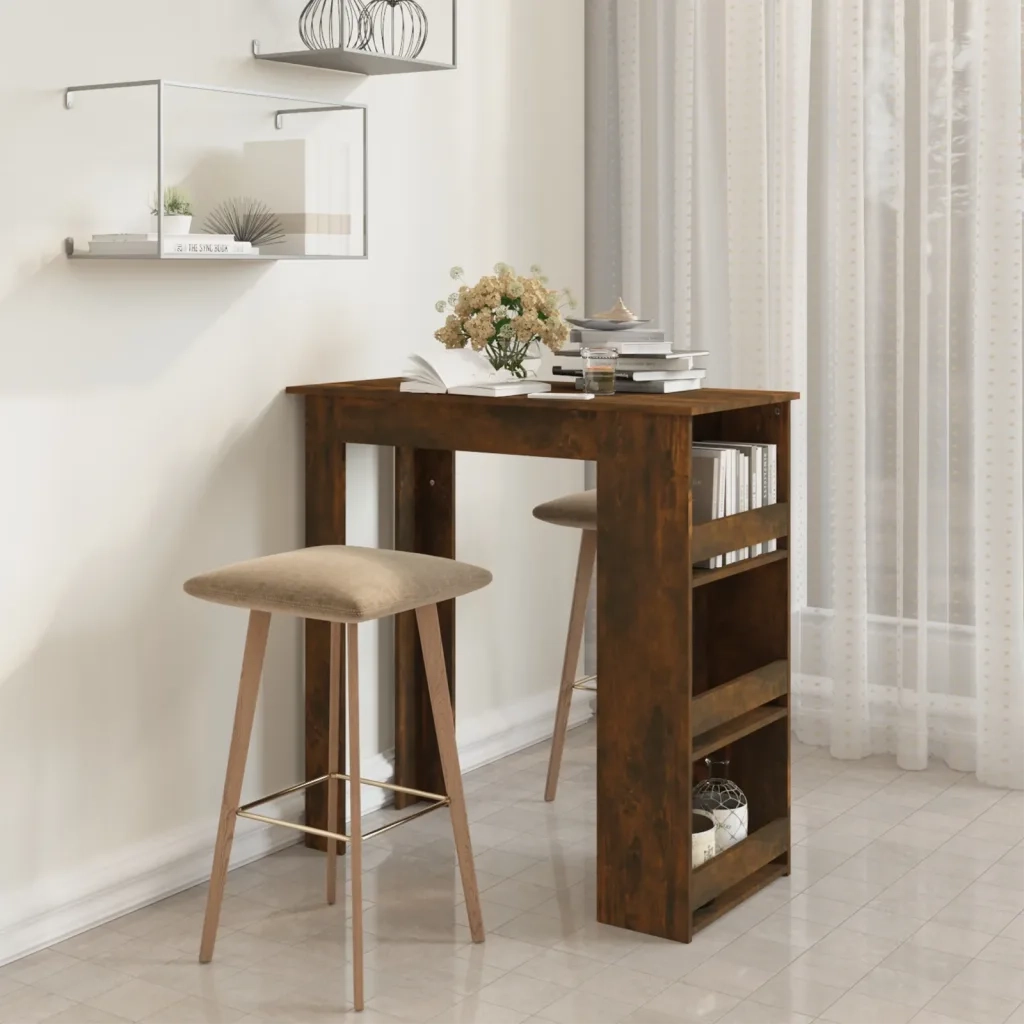 Tavolo Bar con Ripiani Rovere Fumo 102x50x103,5cm in Truciolato 812966