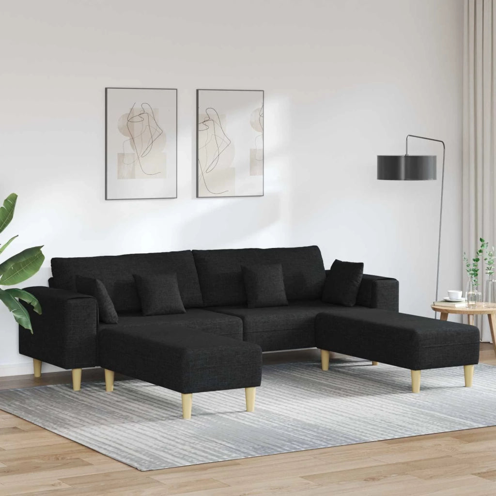 Divano con cuscino 3 pcs Nero Tessuto 3335164