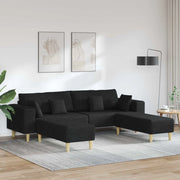 Divano con cuscino 3 pcs Nero Tessuto 3335164