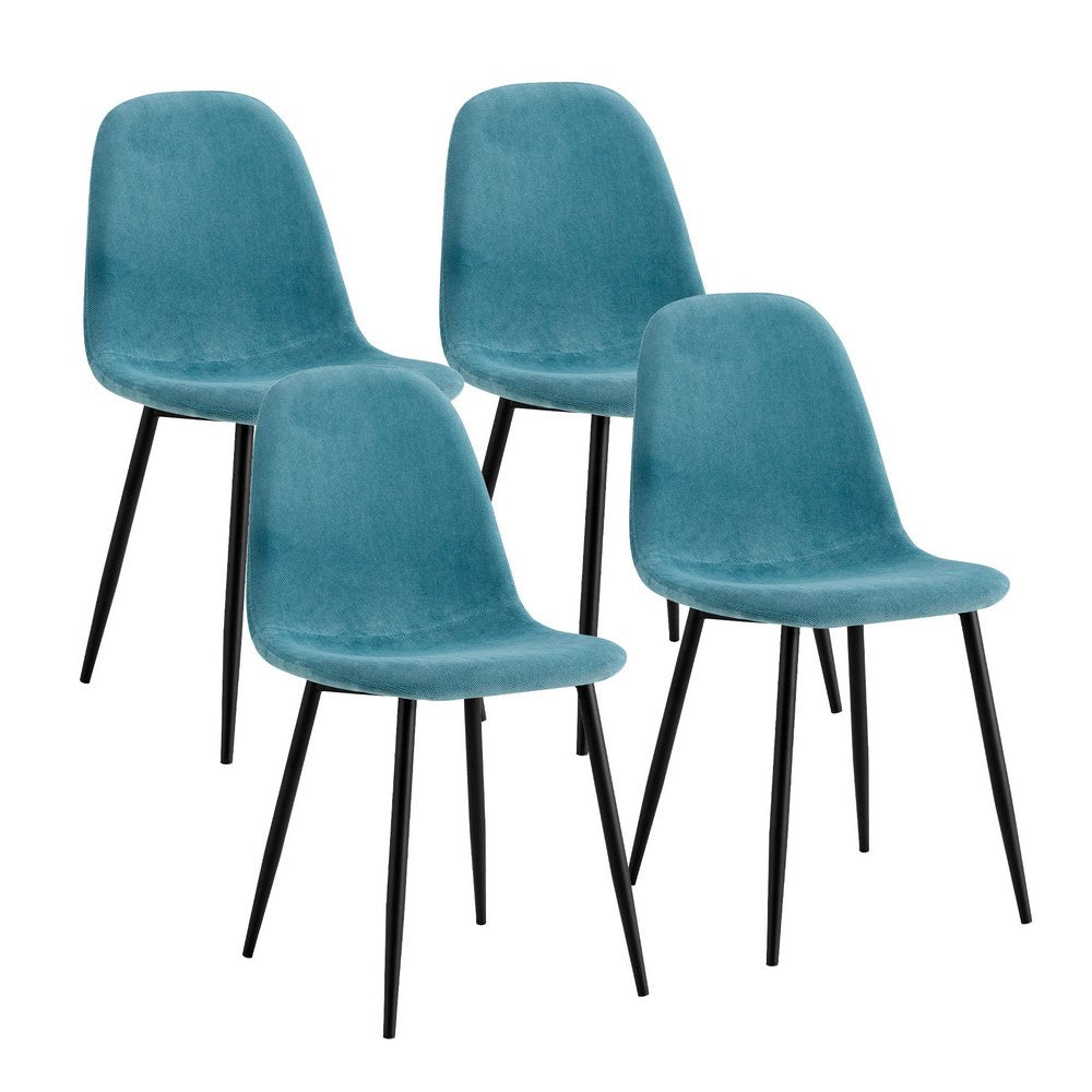 Set 4 Sedie da salotto Imbottite in Tessuto Bella Blu Navy