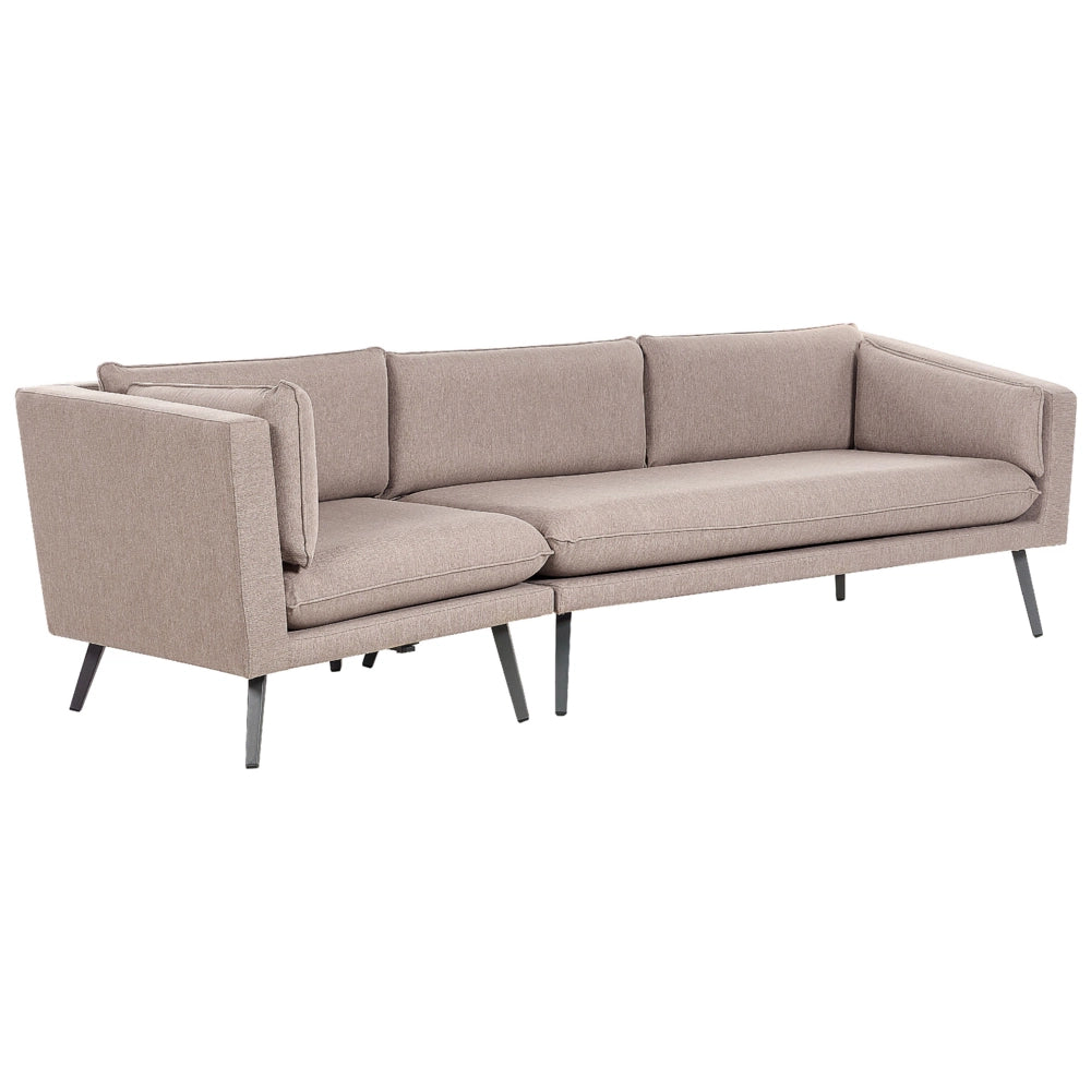 Divano angolare sinistro da esterno beige Poliestere Rivestito 3 Posti Divano da giardino Resistente all'acqua UV Design Moderno