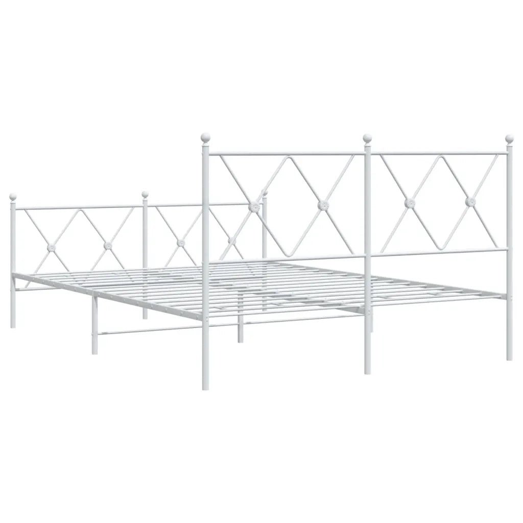 Giroletto con Testiera e Pediera-Struttura Letto Metallo Bianco 140x200 cm 255464