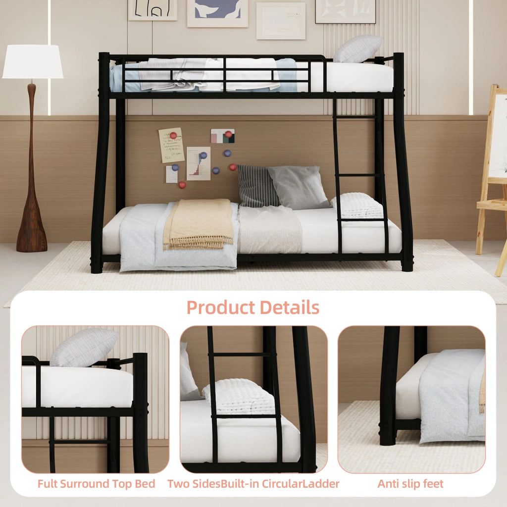 Letto a castello twin over full in ferro nero 105x200 cm
