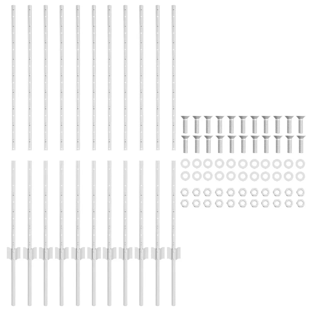 Palo della recinzione 11 pcs Argento 120 cm Acciaio