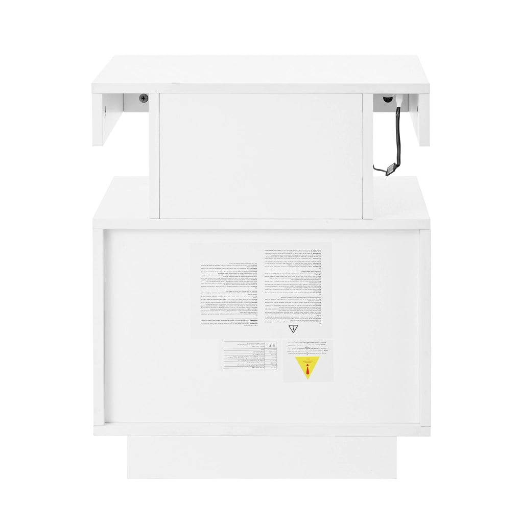 Comodino LED in truciolare 100x40x60 cm; bianco