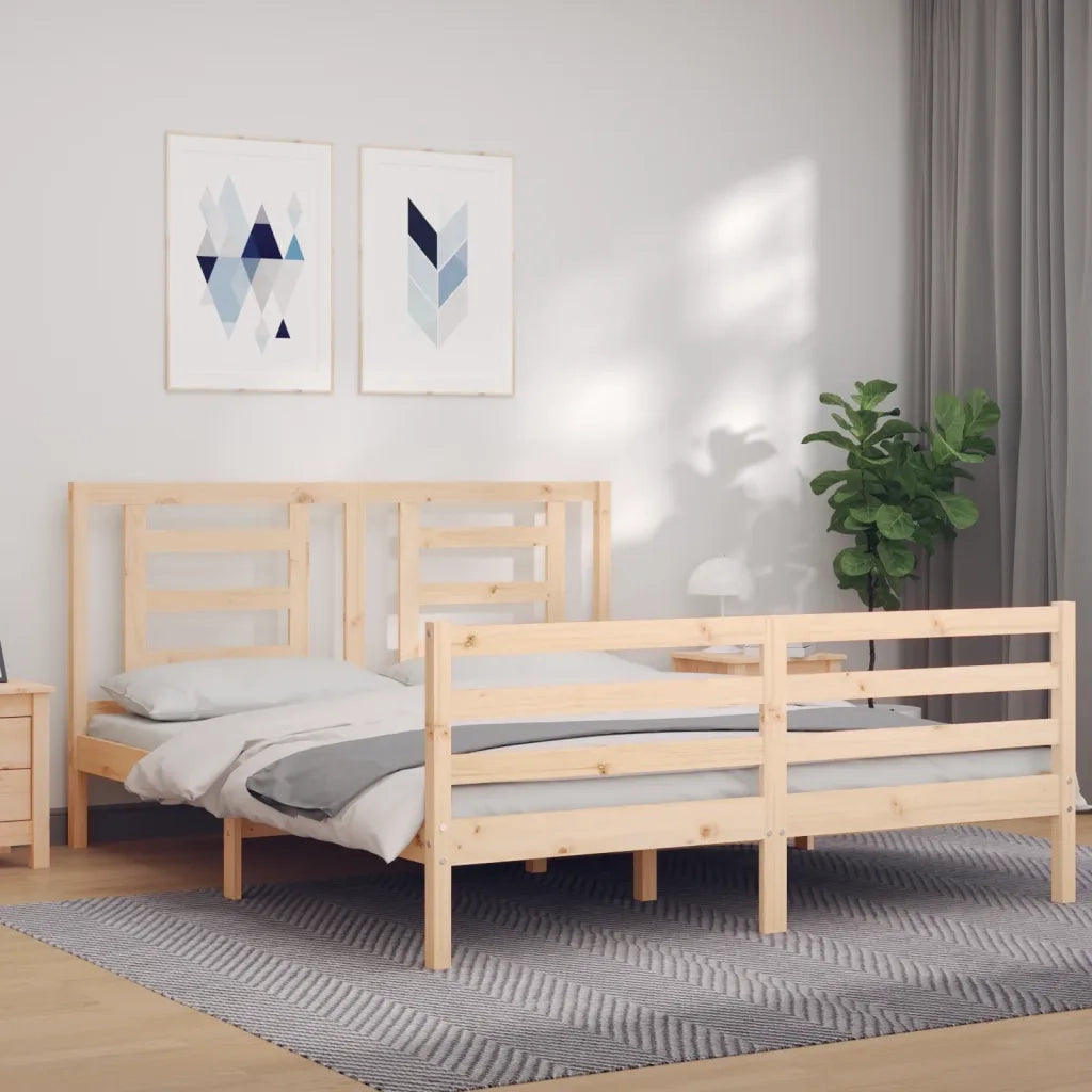 Giroletto con Testiera-Struttura Letto con testiera 160x200 cm in Legno Massello 198062